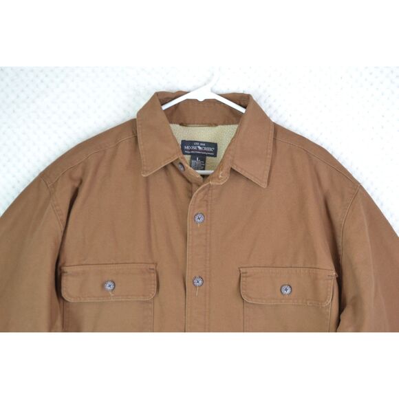 Moose Creek Men's Large Brown Canvas Sherpa Jacket - Picture 2 of 14